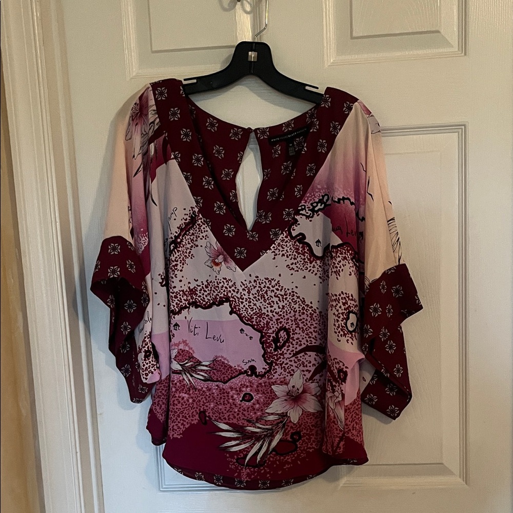 Floral Burgundy and Pink Women's kimono style Top